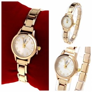 1285 Zegarek złoty na gumce modułowy stal nierdzewna rozciągliwy 