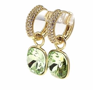 sz242  Kolczyki złote pozłacane 14k wiszące Austrian Crystal