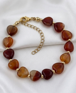 1914c Bransoletka złota agat kamień 18+3 naturalny stal chirurgiczna 316L