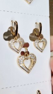 372b Komplet złoty kolczyki cyrkonie zawieszka pozłacany 18k Xuping 