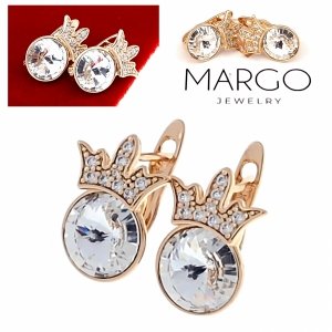 3002 Kolczyki złote Austrian Crystal cyrkonia pozłacane 18k Xuping wiszące