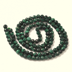 4939 Naturalne koraliki malachit, okrągłe, 3~3,5 mm, otwór: 0,6 mm, ok. 126~127 szt./sznur, 15,28''(38,8 cm)~15,35''(39 cm) malachit