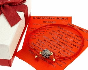 e43 Bransoletka dobrej energii - jaspis dalmatyński kamień naturalny sznurek