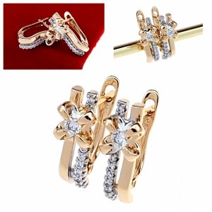 3730h Kolczyki złote cyrkonia pozłacane 18k Xuping wiszące