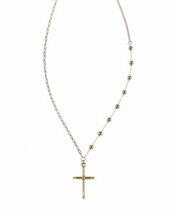 2978 Złoty łańcuszek naszyjnik 45+5cm stal chirurgiczna 316L krzyż