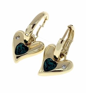 052 Kolczyki złote pozłacane 14k wiszące Austrian Crystal serce