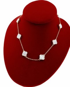 1349 Złoty łańcuszek naszyjnik 45+5cm pozłacany 14k cyrkonie koniczyna marokańska