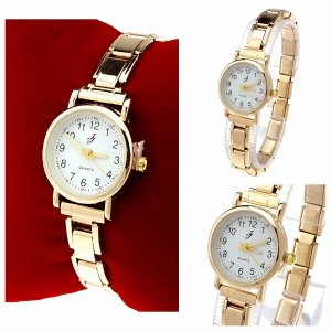 3016 Zegarek złoty na gumce modułowy stal nierdzewna rozciągliwy