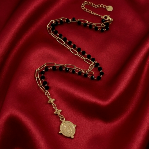 3158 Złoty łańcuszek 45+5cm naszyjnik stal chirurgiczna nierdzewna 316L medalik