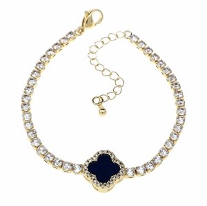 3753 Bransoletka elegancka złota 17+3cm pozłacana 14k koniczyna marokańska