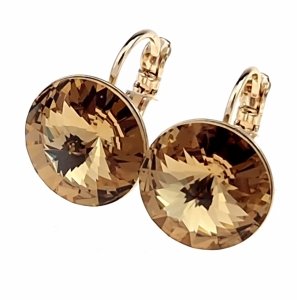2747c Kolczyki złote pozłacane 18k wiszące Austrian Crystal