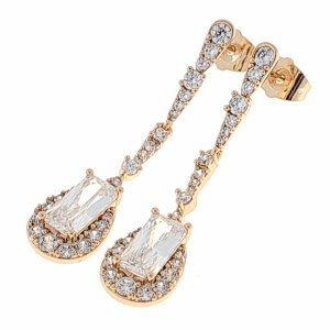 1924i Złote kolczyki pozłacane cyrkonie 18k Xuping wiszące 