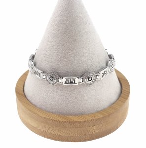 1137 Bransoletka elegancka srebrna 17+2cm pozłacana białym złotem 