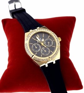 3972 Ekskluzywny damski złoty zegarek błyszczący cyrkonie klasyk silikonowy pasek