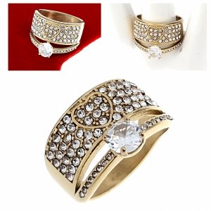 4236 Pierścionek złoty stal chirurgiczna nierdzewna 316L cyrkonie 