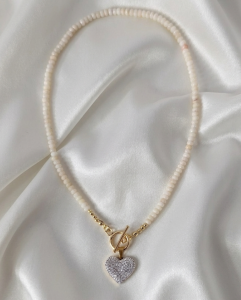 2321L Naszyjnik jadeit kamień naturalny 43cm stal chirurgiczna nierdzewna 