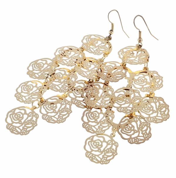 Goldene Ohrringe Seidenblumen