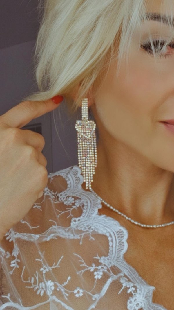 OHRRINGE GOLD LANGE ZIRKONIA HOCHZEIT HOCHZEIT