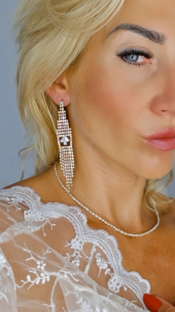 OHRRINGE GOLD LANGE ZIRKONIA HOCHZEIT HOCHZEIT