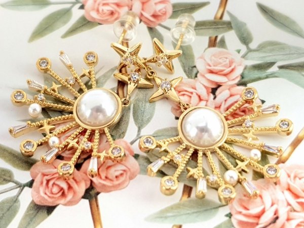 gold plated earrings with exclusive cubic zirconia