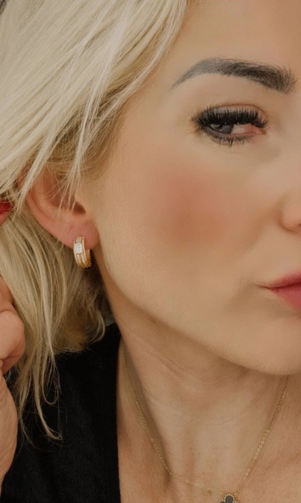 gold plated earrings with exclusive cubic zirconia
