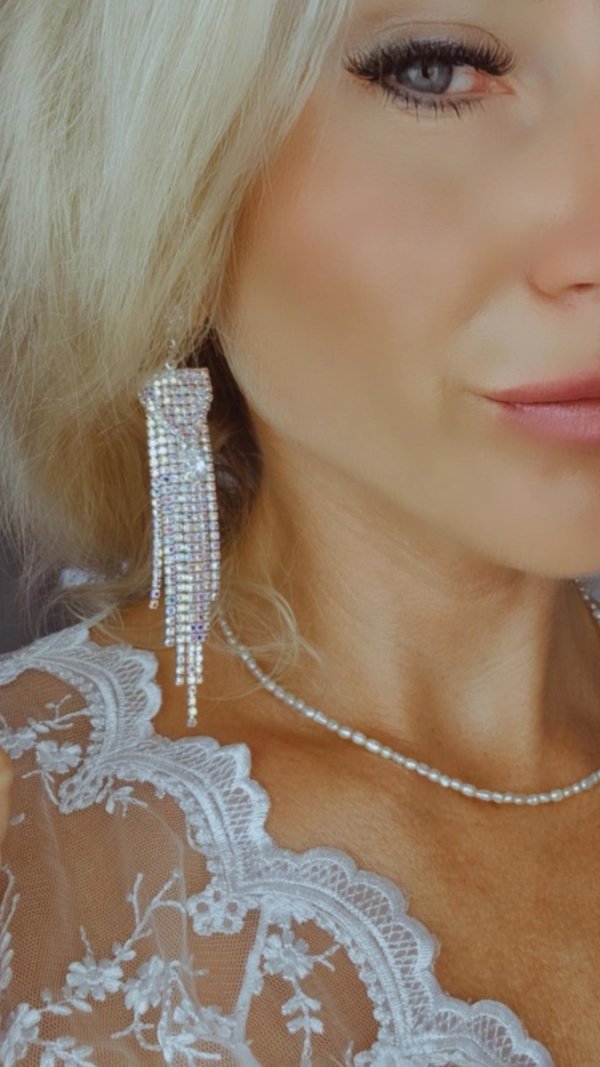 EARRINGS GOLD LONG ZIRCONIA WEDDING WEDDING