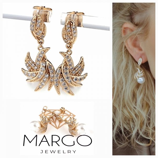 gold plated earrings with exclusive cubic zirconia