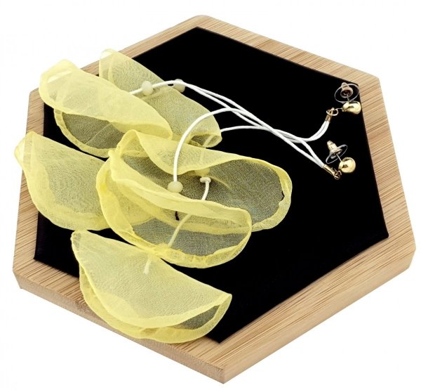 Golden earrings silk flowers