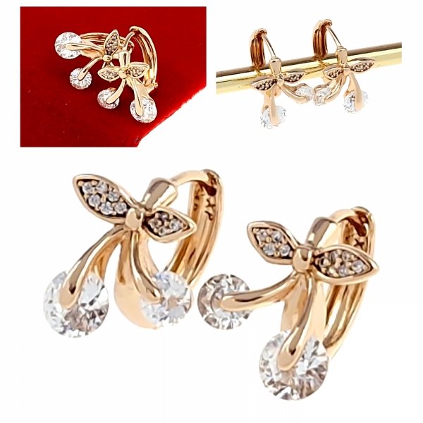 gold plated earrings with exclusive cubic zirconia