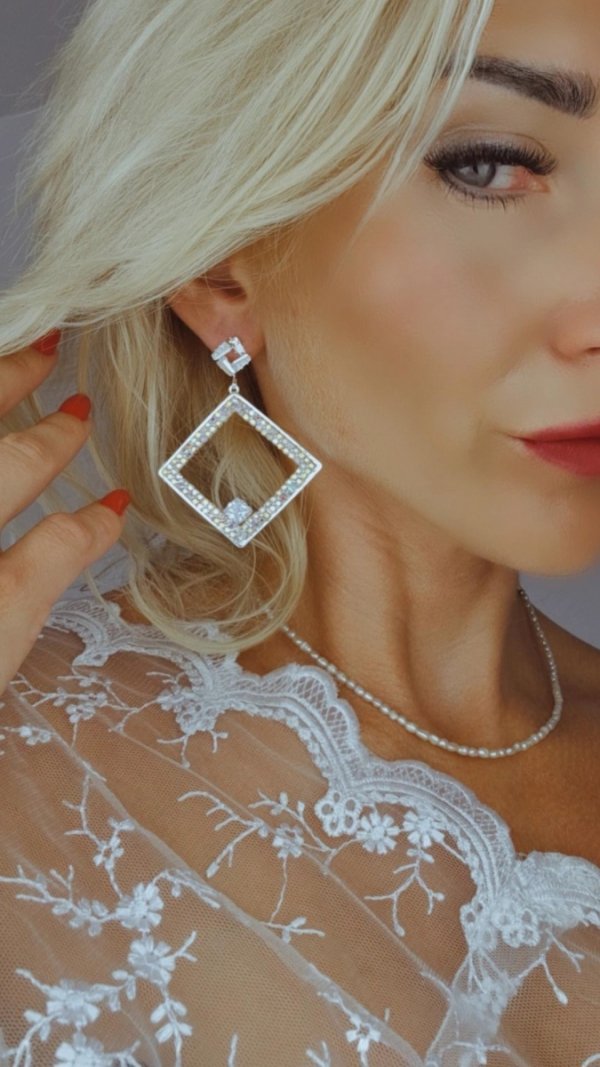 EARRINGS GOLD LONG ZIRCONIA WEDDING WEDDING