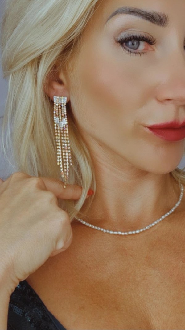 EARRINGS GOLD LONG ZIRCONIA WEDDING WEDDING