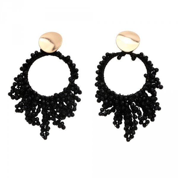 Golden earrings silk flowers