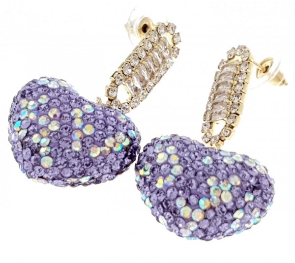 Golden earrings silk flowers