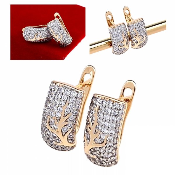 gold plated earrings with exclusive cubic zirconia