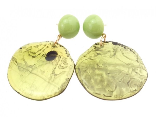 Golden earrings silk flowers