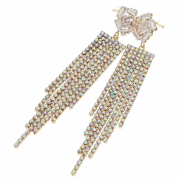 EARRINGS GOLD LONG ZIRCONIA WEDDING WEDDING