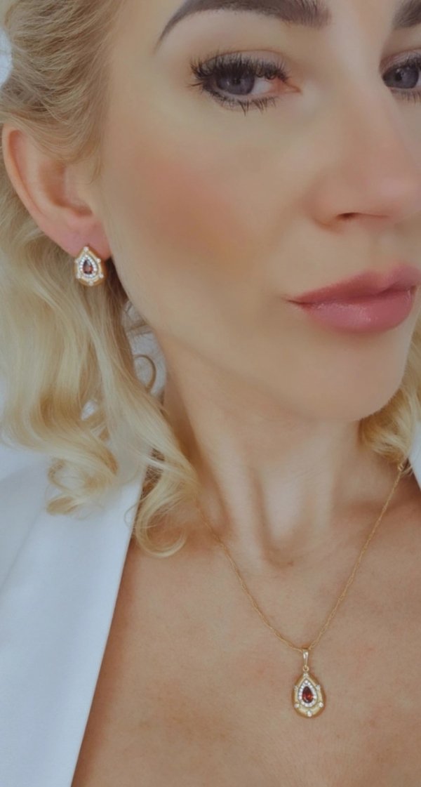 18k gold plated set pendant earrings xuping