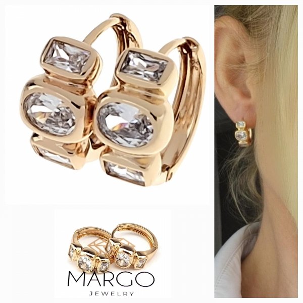 gold plated earrings with exclusive cubic zirconia
