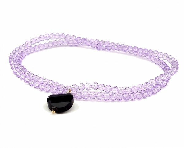 Necklace with sparkling glass crystals on a jewelry elastic chain
