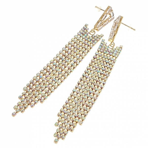 EARRINGS GOLD LONG ZIRCONIA WEDDING WEDDING