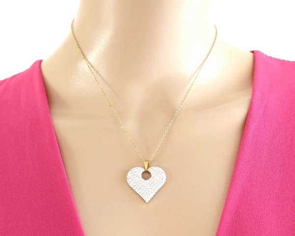 @1756 Złoty łańcuszek naszyjnik 42+5 stal chirurgiczna 316L Viki lady serce 