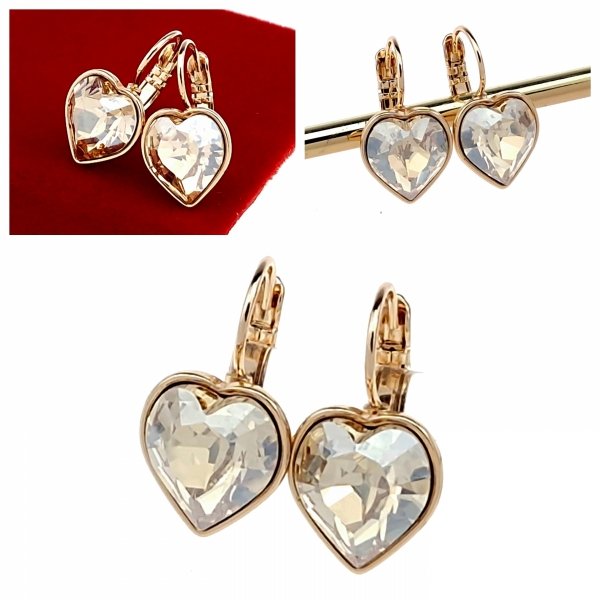 350c Kolczyki złote Austrian Crystal cyrkonia pozłacane 18k Xuping wiszące serce