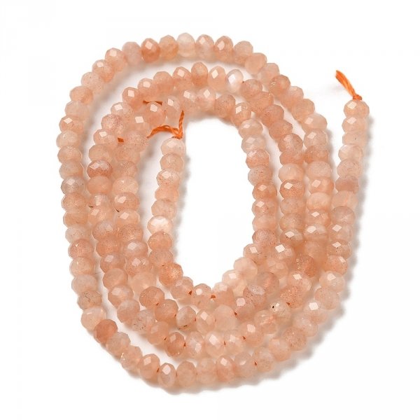 sz74 Kamień słoneczny fasetowany kamień naturalny kula 3mm pasmo 38cm