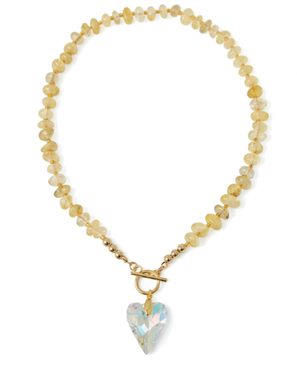 1586g Naszyjnik cytryn kamień naturalny 45cm stal chirurgiczna nierdzewna naszyjnik