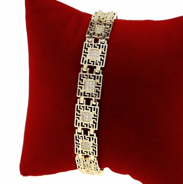 4790 Bransoletka złota elegancka cyrkonie 19cm pozłacana 14k Milan