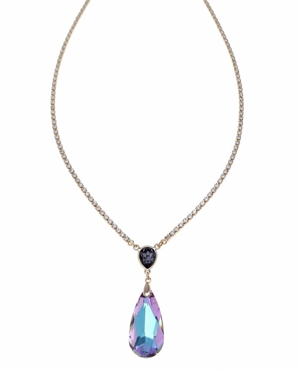 2958 Złoty naszyjnik 44+5cm pozłacany 18k Swaro Austrian Crystal