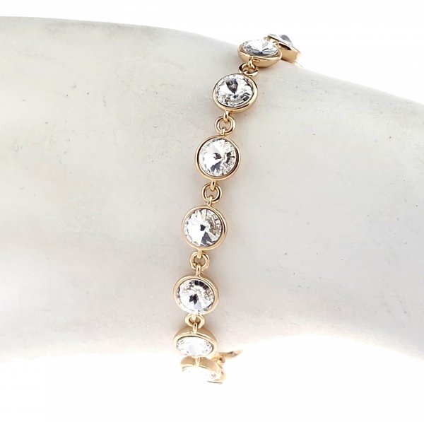 1734 Bransoletka Austrian Crystal cyrkonie złota 17+3 pozłacana 18k Xuping