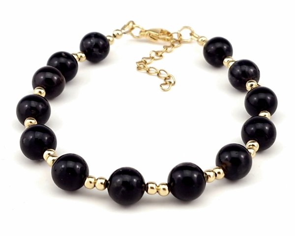 2322g  Bransoletka złota 19,5+5 stal chirurgiczna 316L nierdzewna kamień turmalin 