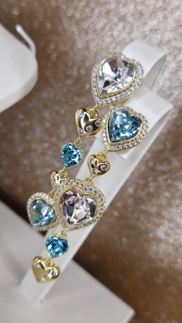 1516 Kolczyki złote pozłacane Austrian Crystal wiszące 14K cyrkonie Xuping 