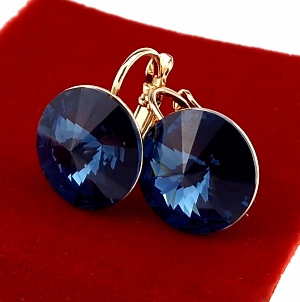 1079 Kolczyki złote pozłacane 18k wiszące Austrian Crystal